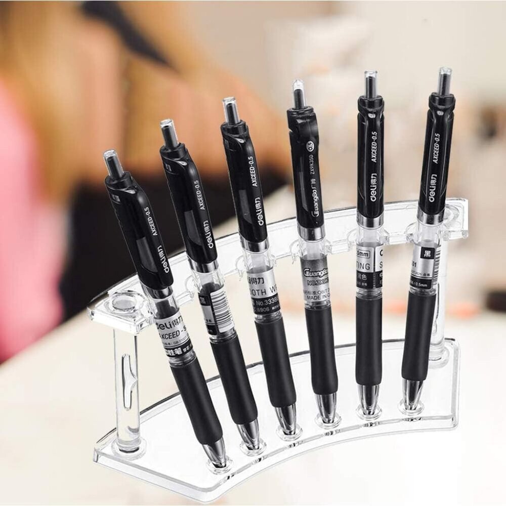 Clear Plastic Pen Holder Display Stand - 4 Pack, 6-Slot Organizer for Home Offic - Picture 2 of 7